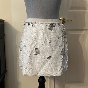 Topshop white/silver sequin mini skirt